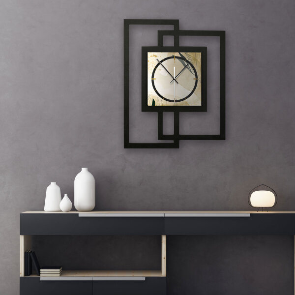 Elegant Leaves – Fenora Metallic Wanduhr aus Alu & MDF