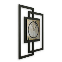 Elegant Leaves – Fenora Metallic Wanduhr aus Alu & MDF