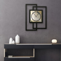 Elegant Leaves – Fenora Metallic Wanduhr aus Alu & MDF