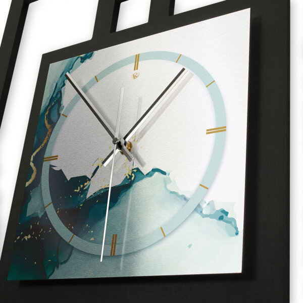 Turquoise – Fenora Metallic Wanduhr aus Alu & MDF