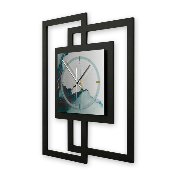 Turquoise – Fenora Metallic Wanduhr aus Alu & MDF