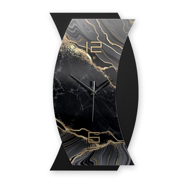 Black & Gold Marble – Curvona Metallic Wanduhr...