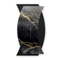 Black & Gold Marble – Curvona Metallic Wanduhr aus Alu & MDF