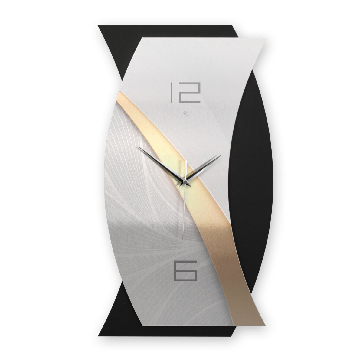 Gold & Silver – Curvona Metallic Wanduhr aus Alu & MDF