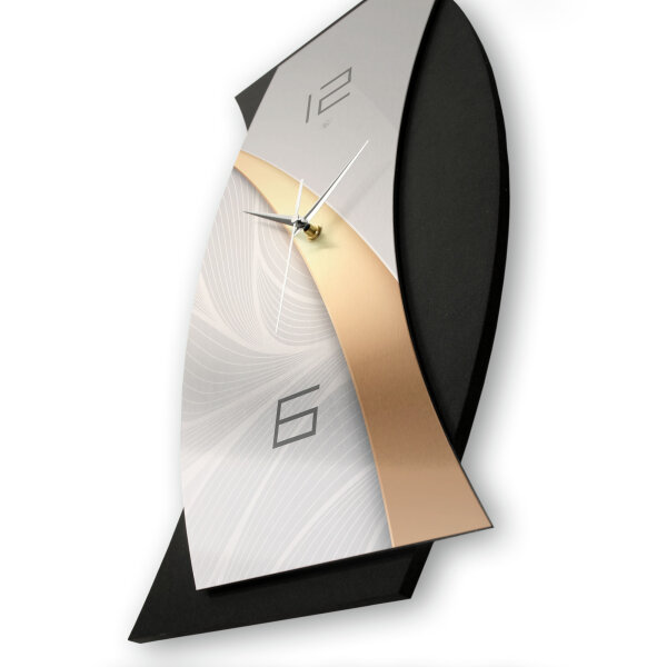 Gold & Silver – Curvona Metallic Wanduhr aus Alu & MDF