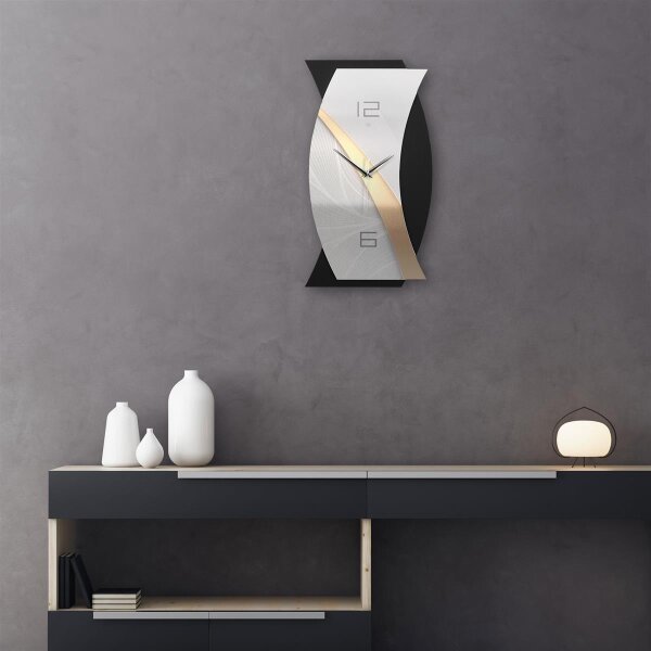 Gold & Silver – Curvona Metallic Wanduhr aus Alu & MDF