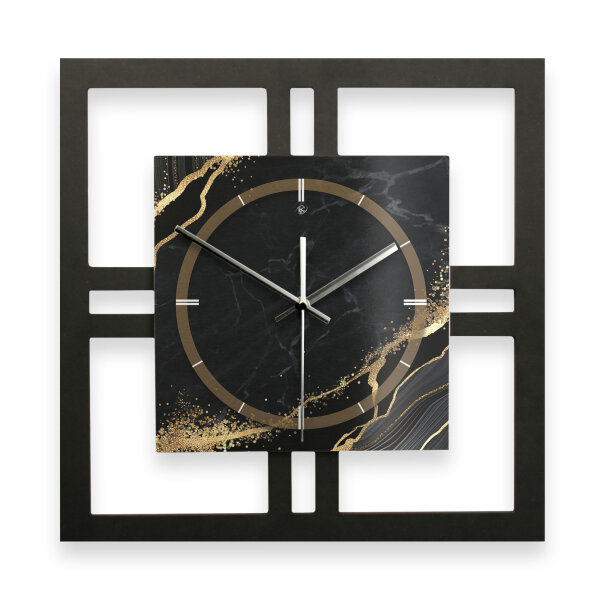 Black & Gold Waves – Quadria Metallic Wanduhr...
