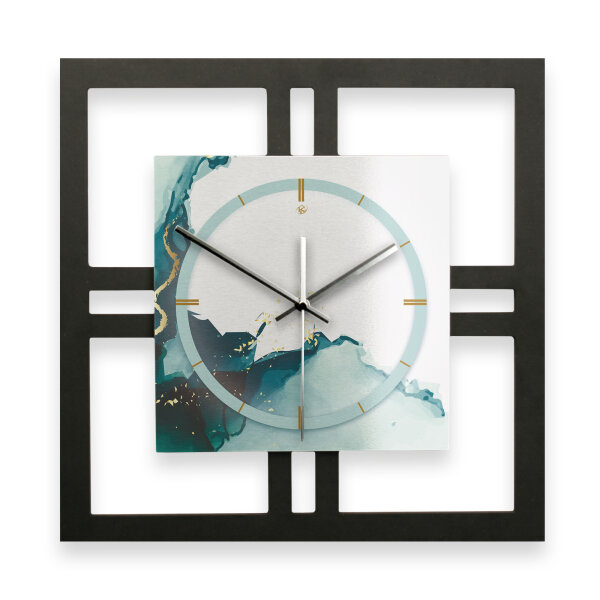 Turquoise – Quadria Metallic Wanduhr aus Alu & MDF