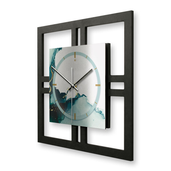 Turquoise – Quadria Metallic Wanduhr aus Alu & MDF