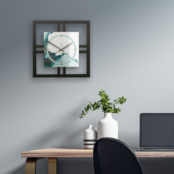 Turquoise – Quadria Metallic Wanduhr aus Alu & MDF