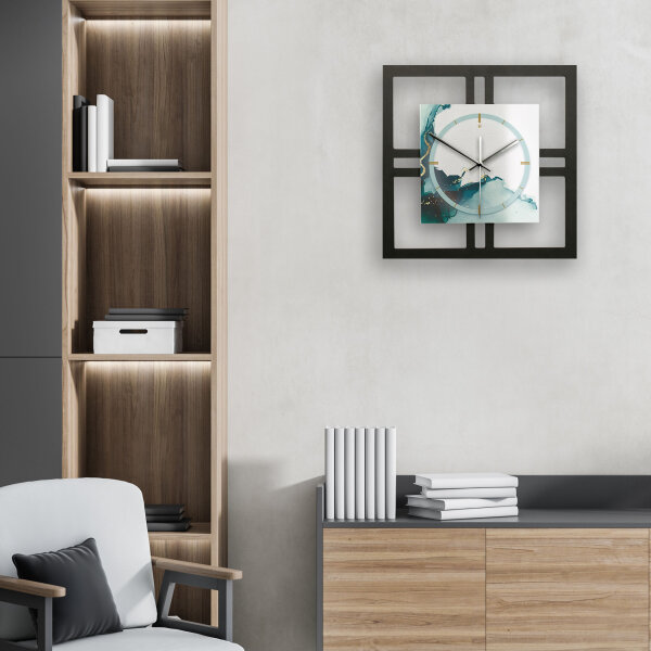 Turquoise – Quadria Metallic Wanduhr aus Alu & MDF