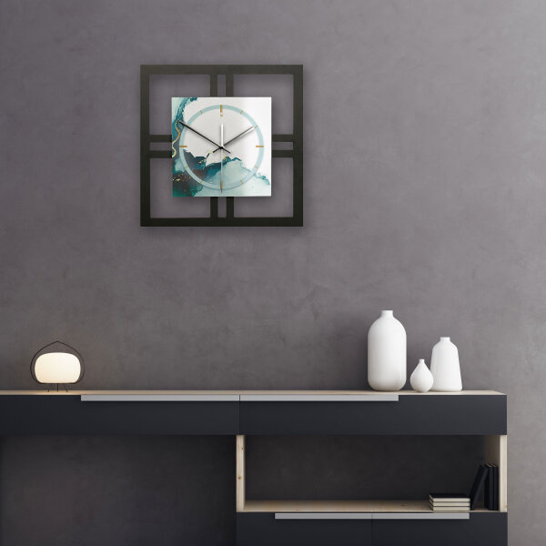 Turquoise – Quadria Metallic Wanduhr aus Alu & MDF