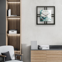 Turquoise – Quadria Metallic Wanduhr aus Alu & MDF