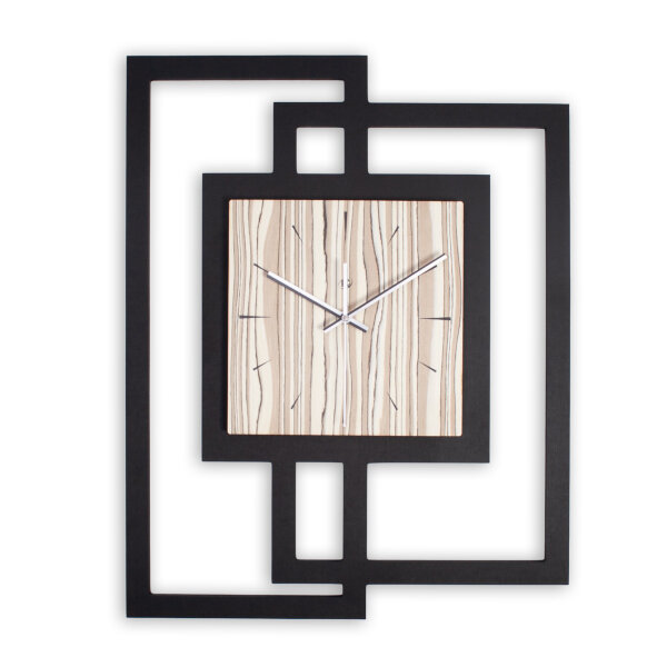 Fenora - Designer Wanduhr aus MDF mit Alu, Echtholz oder Steinfurnier