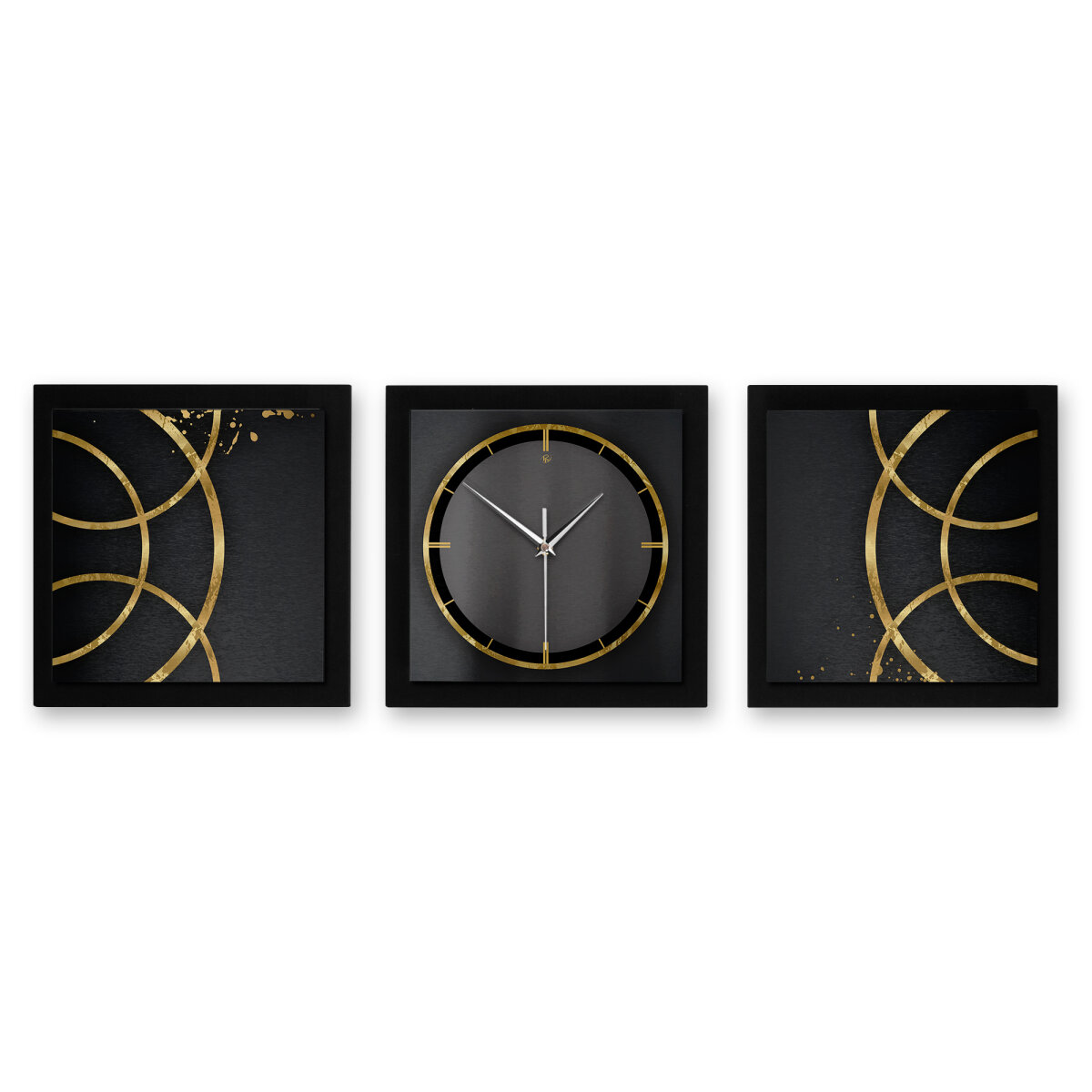 Golden Rings – Trivio Metallic Wanduhr aus Alu & MDF