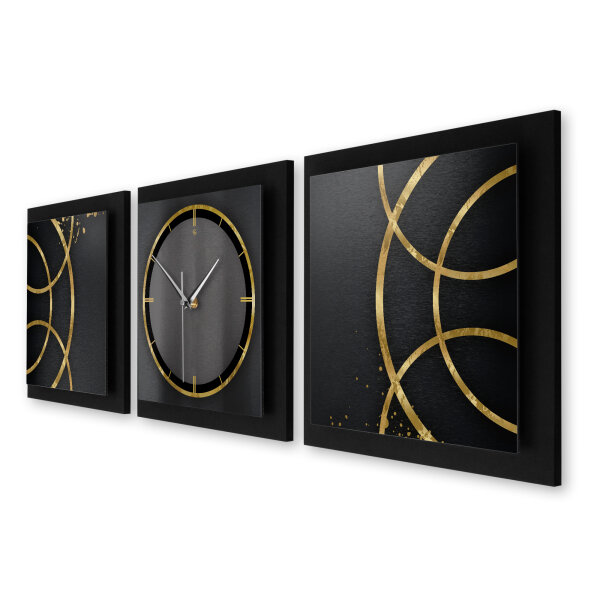 Golden Rings – Trivio Metallic Wanduhr aus Alu...