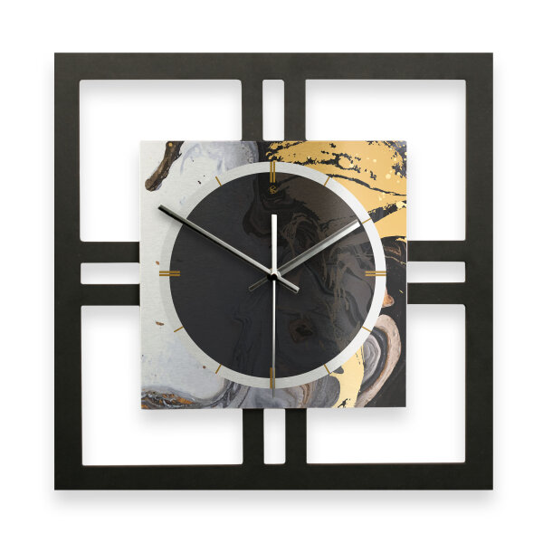 Gold & Black Ink – Quadria Metallic Wanduhr aus...