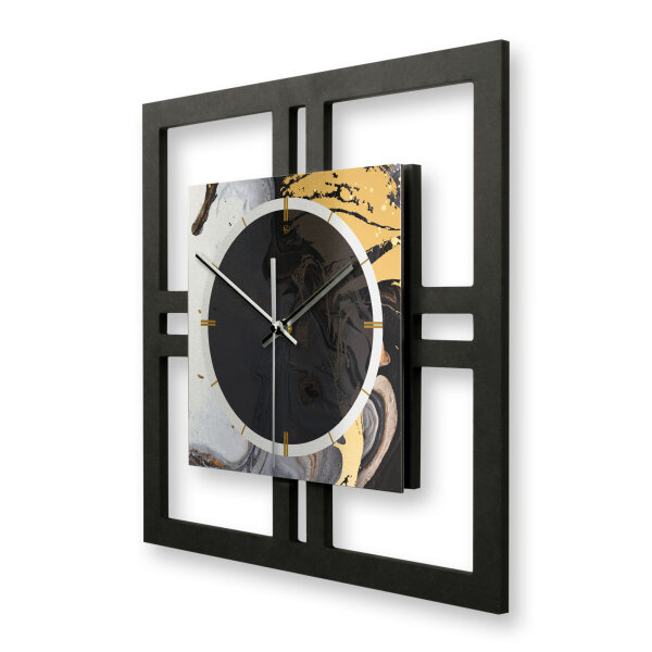 Gold & Black Ink – Quadria Metallic Wanduhr aus...
