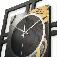 Gold & Black Ink – Quadria Metallic Wanduhr aus Alu & MDF