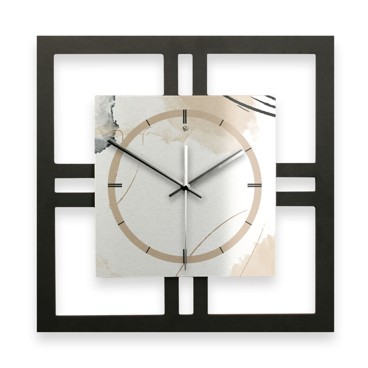 Abstract Elegance – Quadria Metallic Wanduhr aus Alu & MDF