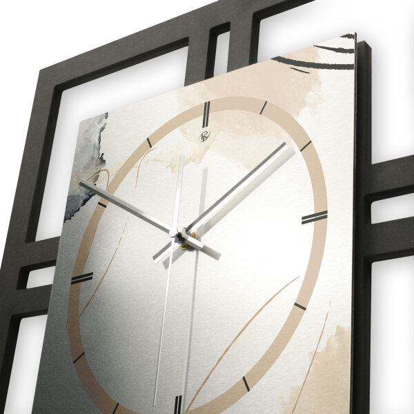 Abstract Elegance – Quadria Metallic Wanduhr aus Alu & MDF