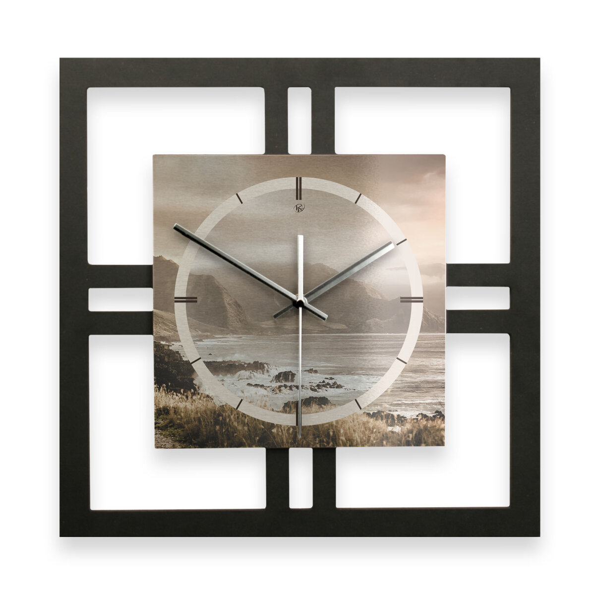 Küste – Quadria Metallic Wanduhr aus Alu & MDF