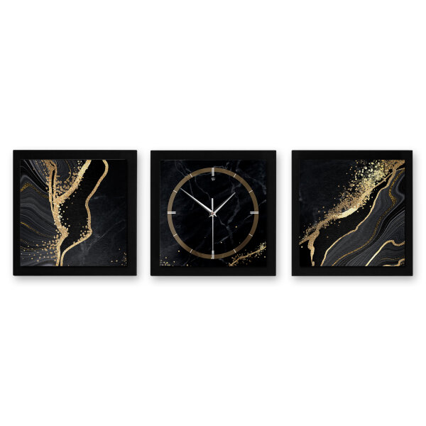 Gold & Black Marble – Trivio Metallic Wanduhr...