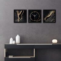 Gold & Black Marble – Trivio Metallic Wanduhr aus Alu & MDF