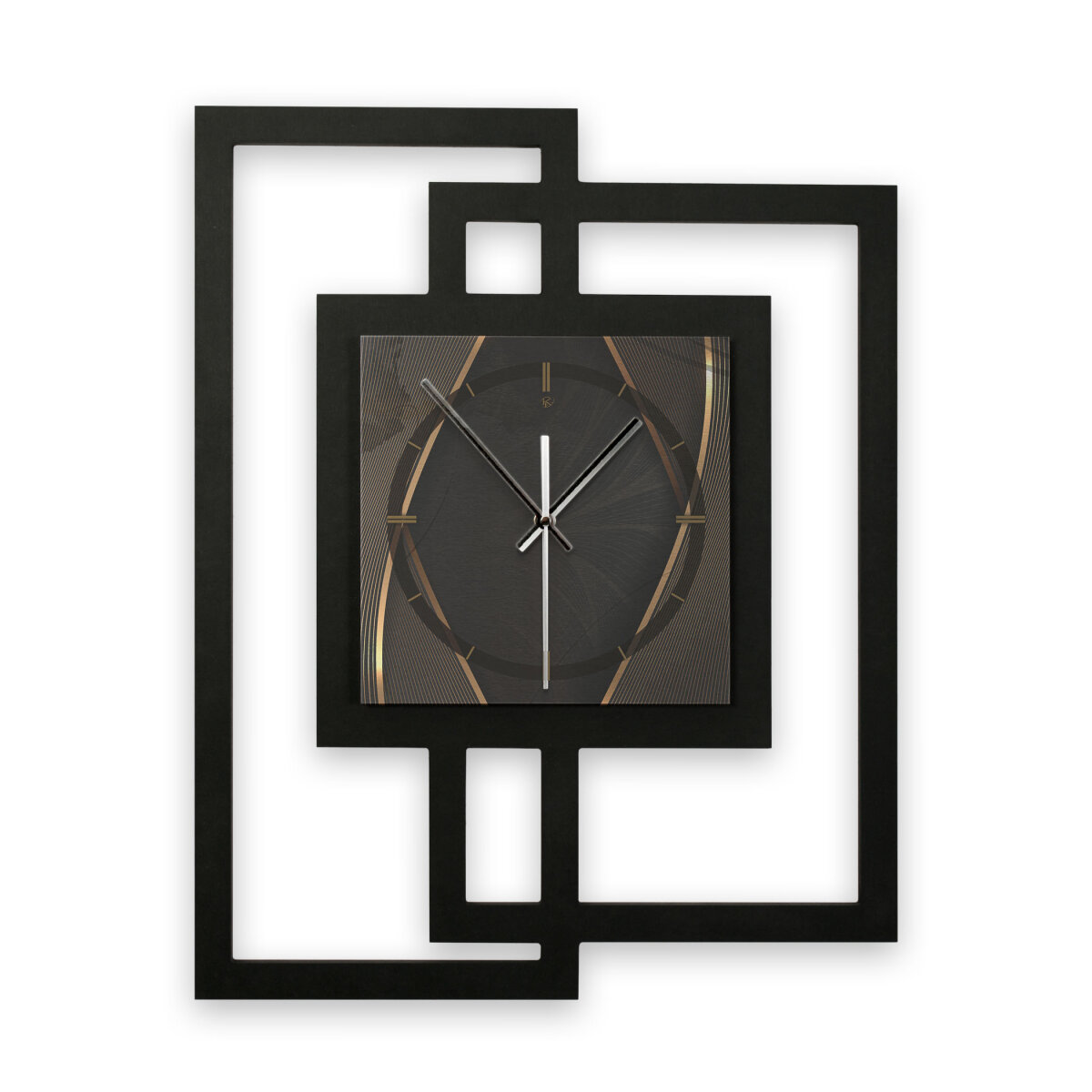 Dark Elegance – Fenora Metallic Wanduhr aus Alu & MDF