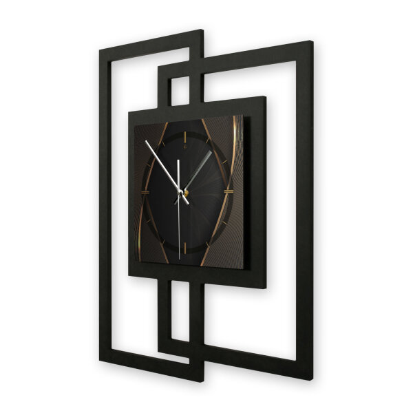 Dark Elegance – Fenora Metallic Wanduhr aus Alu & MDF
