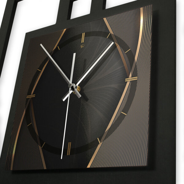 Dark Elegance – Fenora Metallic Wanduhr aus Alu & MDF