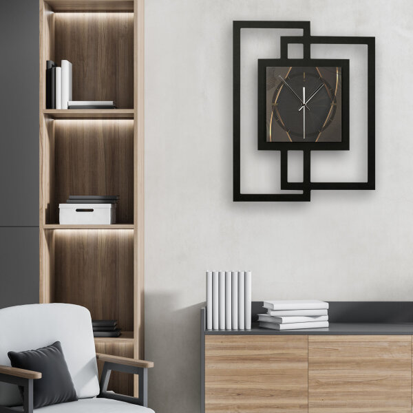 Dark Elegance – Fenora Metallic Wanduhr aus Alu & MDF