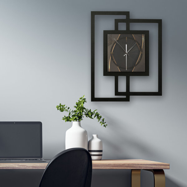 Dark Elegance – Fenora Metallic Wanduhr aus Alu & MDF