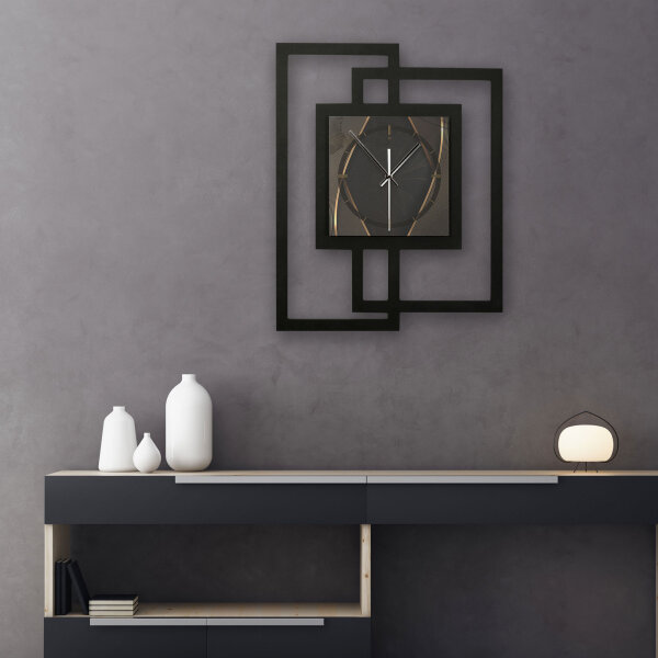 Dark Elegance – Fenora Metallic Wanduhr aus Alu & MDF