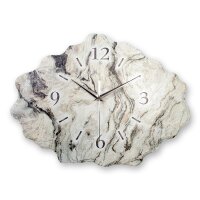 Marmor-Optik weiß Design-Wanduhr aus Steinguss mit leisem Uhrwerk