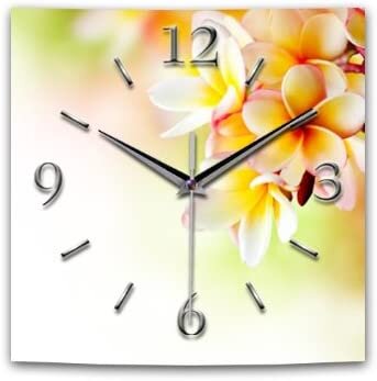 White Flower Designer-Wanduhr mit leisem Uhrwerk aus Alu