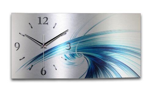 Blue Flow Metallic Designer-Wanduhr mit leisem Uhrwerk...
