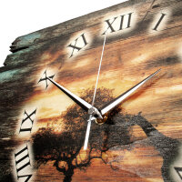 Afrika Designer-Wanduhr aus Holz – leises Uhrwerk