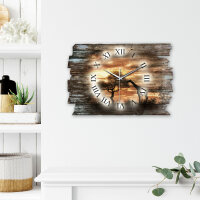 Afrika Designer-Wanduhr aus Holz – leises Uhrwerk