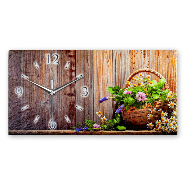 Kamille & Klee Design-Wanduhr aus Steinguss mit...