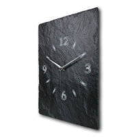 Schiefer Design-Wanduhr aus Steinguss mit leisem Uhrwerk