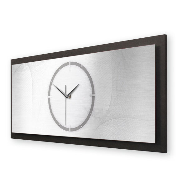 Silver Net – Panora Metallic Wanduhr aus Alu & MDF