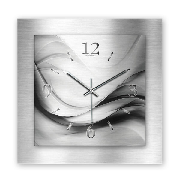 Abstrakt Silber – 3D Design-Wanduhr mit silbernem...