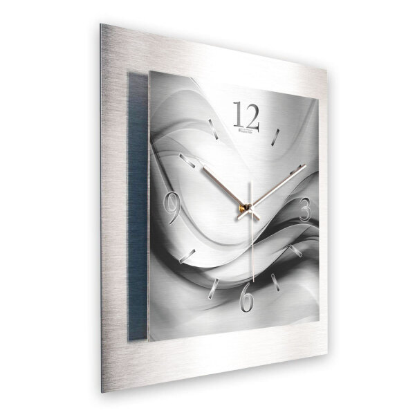 Abstrakt Silber – 3D Design-Wanduhr mit silbernem...