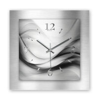 Abstrakt Silber – 3D Design-Wanduhr mit silbernem Alu-Rahmen