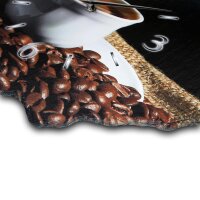 Kaffee Design-Wanduhr aus Steinguss mit leisem Uhrwerk