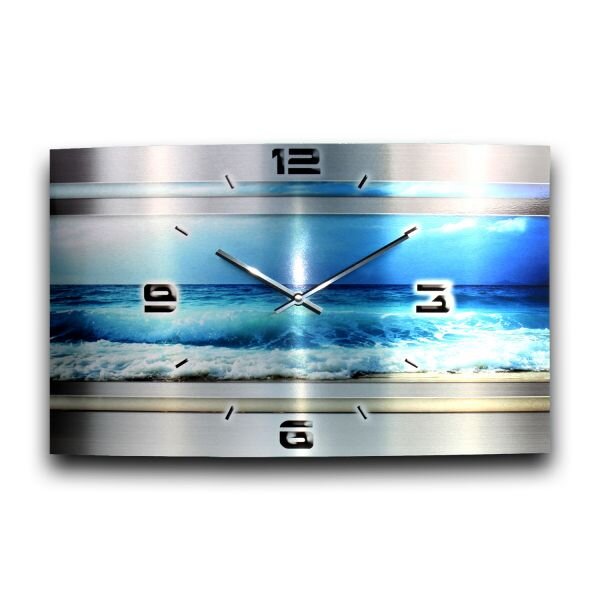 Blue Ocean Metallic Designer-Wanduhr mit leisem Uhrwerk...