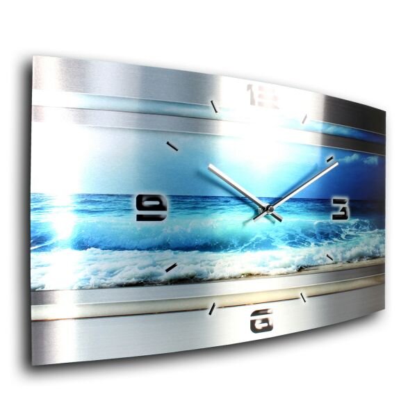 Blue Ocean Metallic Designer-Wanduhr mit leisem Uhrwerk...