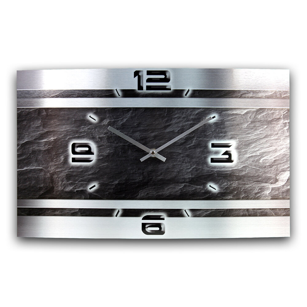 Slate Metallic Designer-Wanduhr mit leisem Uhrwerk aus Alu