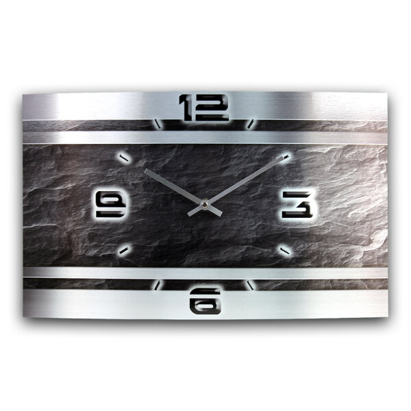 Slate Metallic Designer-Wanduhr mit leisem Uhrwerk aus Alu